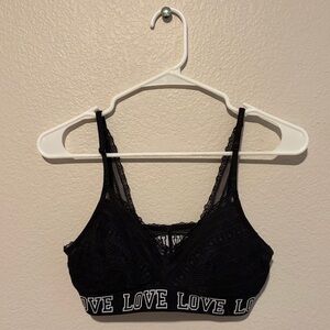 SO Black Lace Bralette with Love Band and Adjustable straps